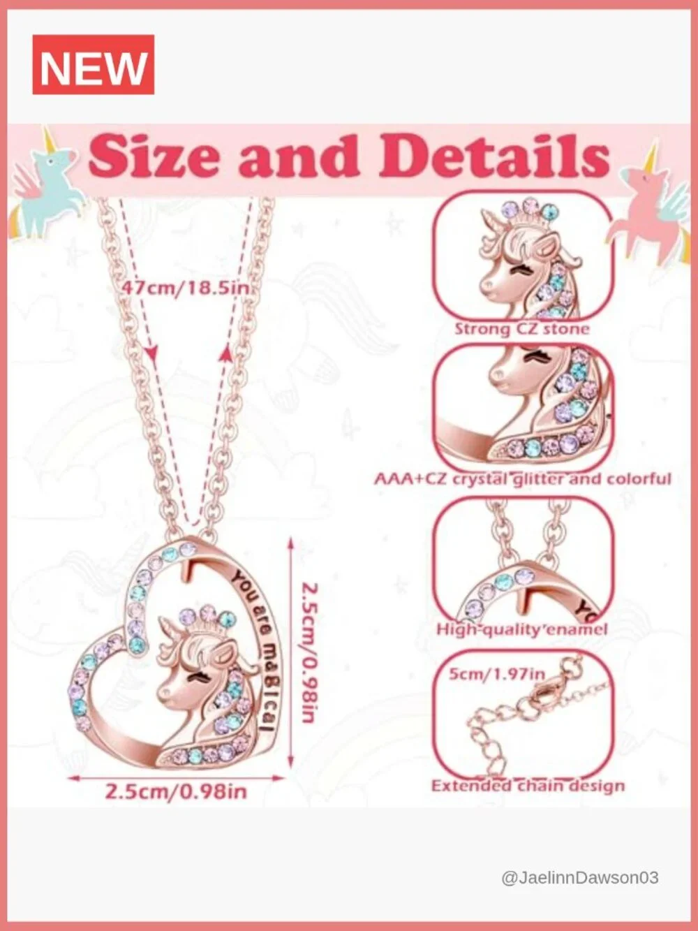 Girls Unicorn Axolotl Jewelry Set - Necklace Bracelet Ring Earrings